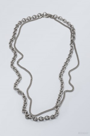 Silver Weekday Uno Chain Necklace Set | NSII9559