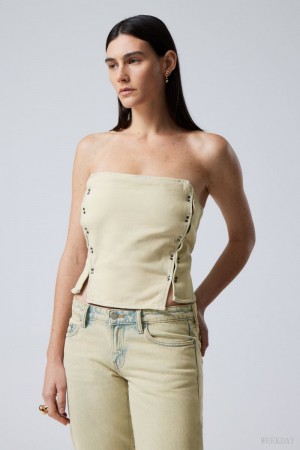 Sunbleached Weekday Rose Denim Corset Top | CGQU0362