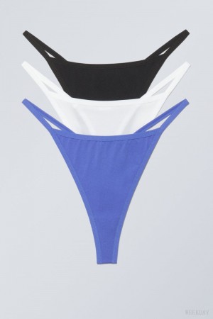 White Black Blue Weekday 3-pack Soul Tanga Thong Thong | VNQO6625