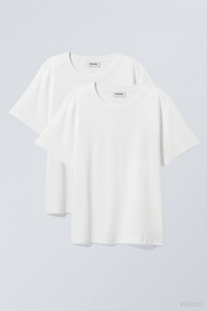 White Weekday 2-pack Essence Standard T-Shirt | AXXG5509