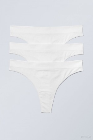 White Weekday 3-pack Cat Soft Thong Thong | WXVI8992