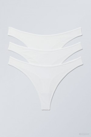 White Weekday 3-pack Jade Cotton Thong Thong | PZGJ0269