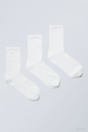 White Weekday 3-pack Sport Socks | JBOH2549