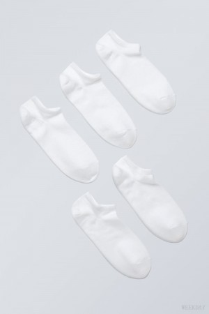 White Weekday 5-pack Cotton Trainer Socks | MBNZ6739