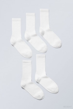 White Weekday 5-pack Sport Socks | KHZH1254