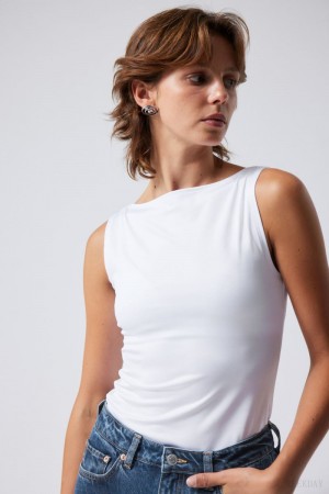 White Weekday Annie Boatneck Sleeveless top | VVIY3330