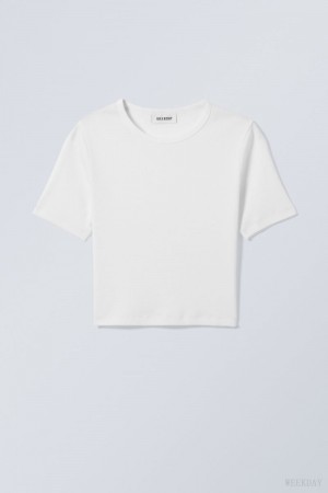 White Weekday Mini Rib Crop Top | JXGG6976