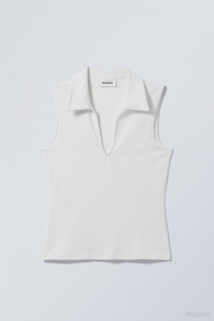 White Weekday Phoebe Polo Top | CDXQ4554