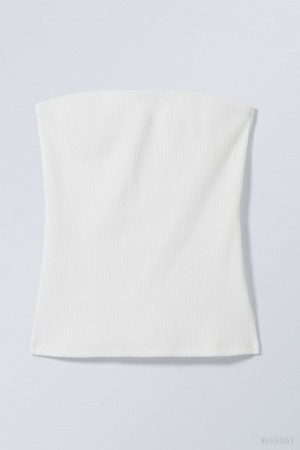 White Weekday Tania Rib Tube Top | PLTS6056