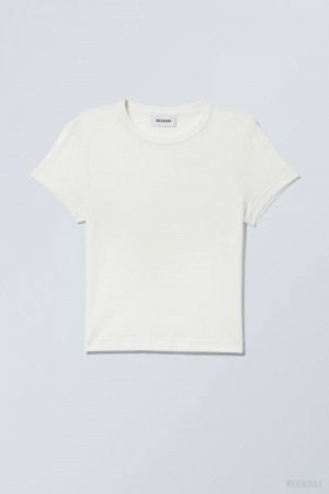 White Weekday Tight Fitted T-shirt | QOMS1607