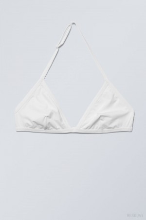 White Weekday Vega Halter Triangle Bra Bra | UFNJ1456