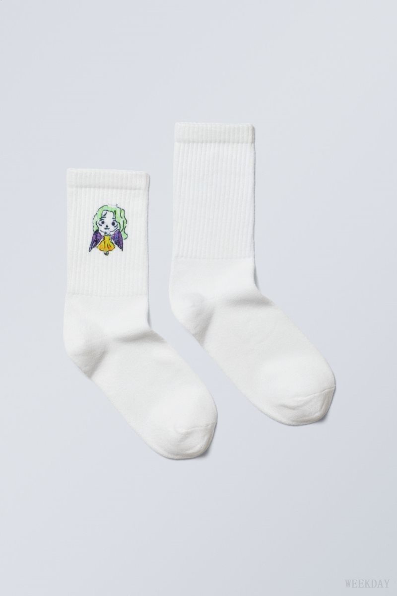 Angel Weekday Sport Printed Socks | XZAM2314