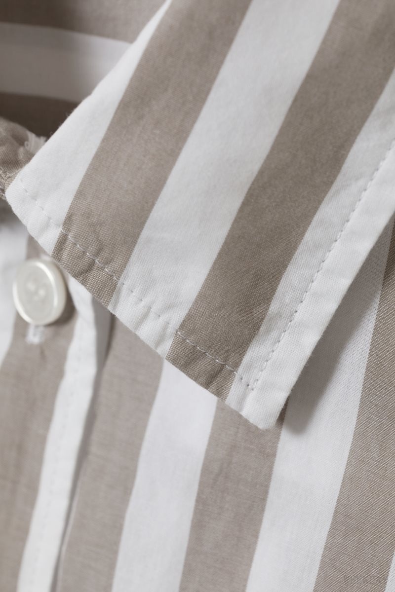 Beige Stripes Weekday Regular Cotton Voile Shirt | MBCT1726