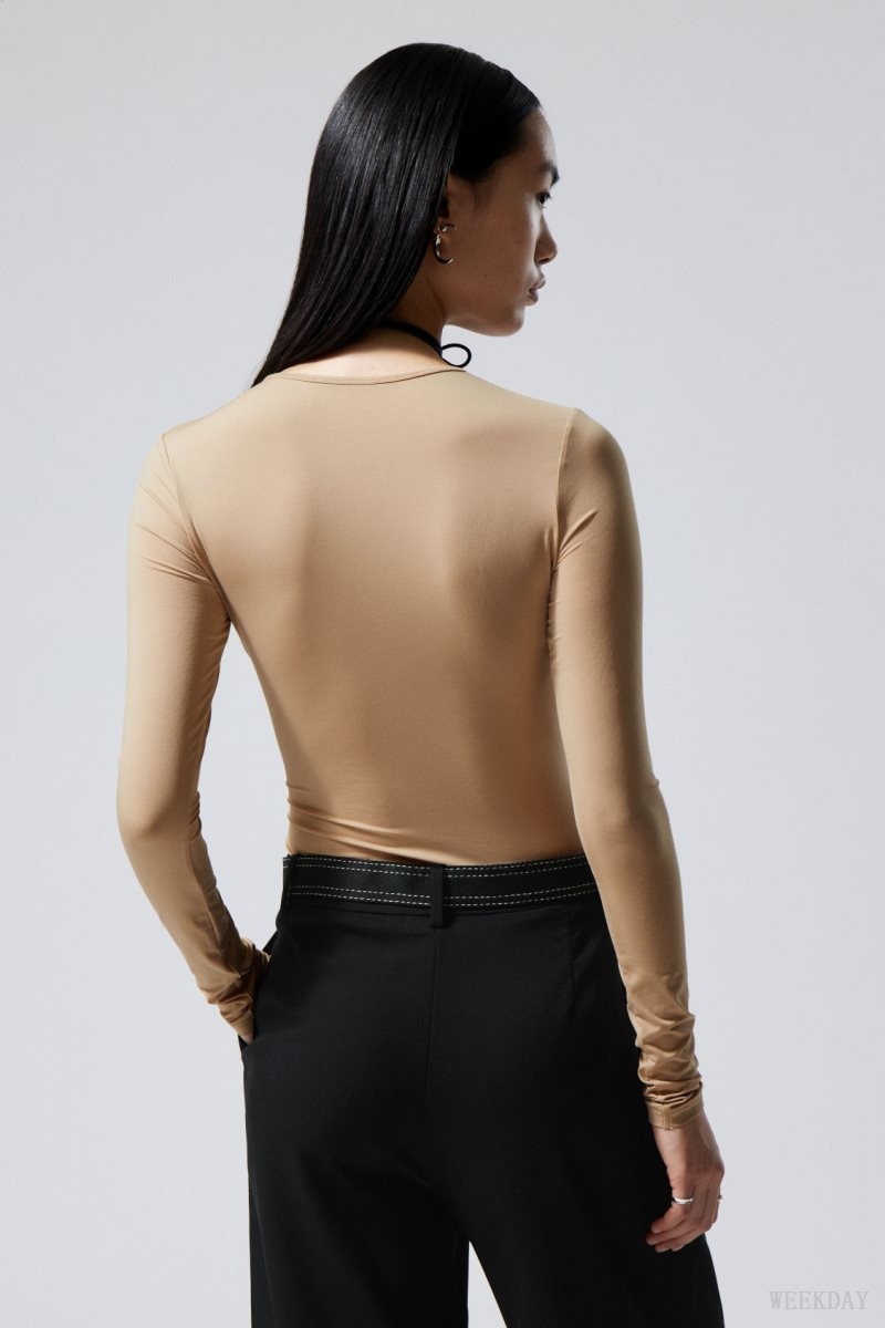 Beige Weekday Fine Long sleeve | ZFRU5719