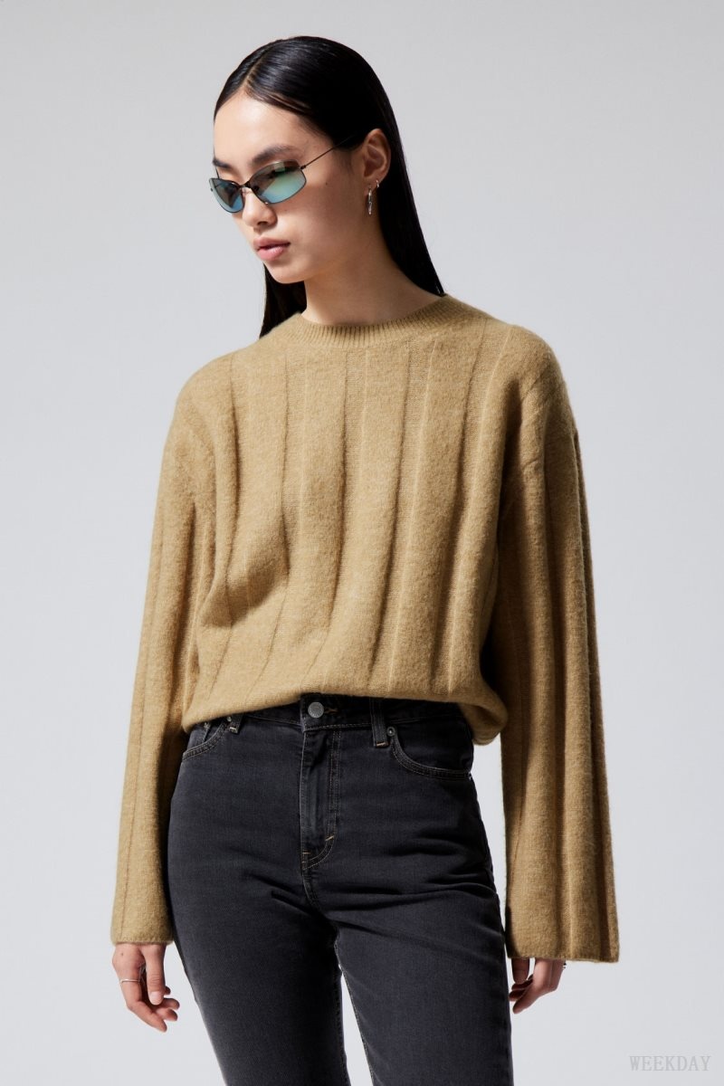 Beige Weekday Fiona Rib Sweater | CMGE6381