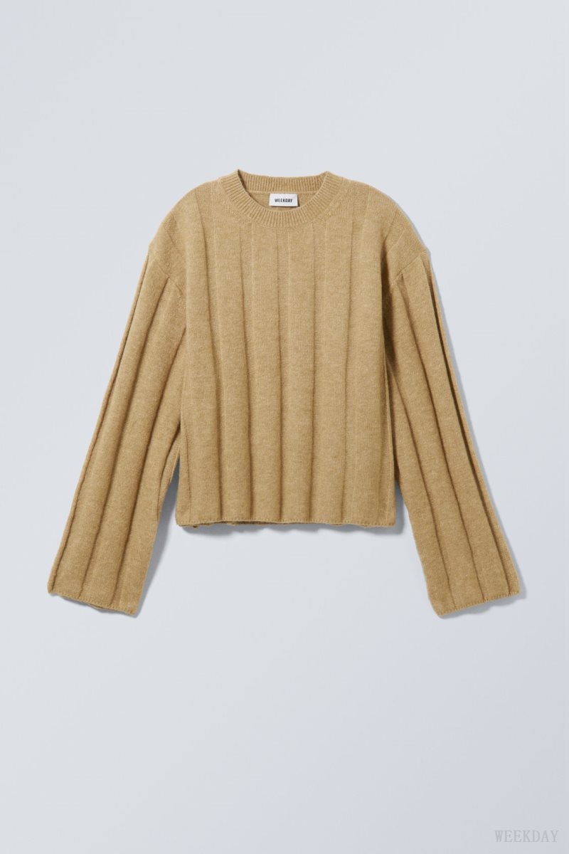 Beige Weekday Fiona Rib Sweater | CMGE6381