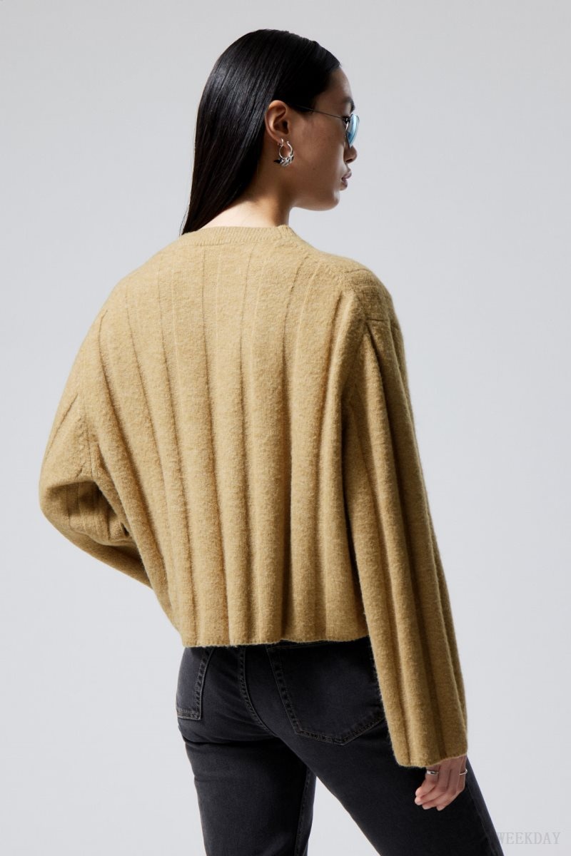 Beige Weekday Fiona Rib Sweater | CMGE6381