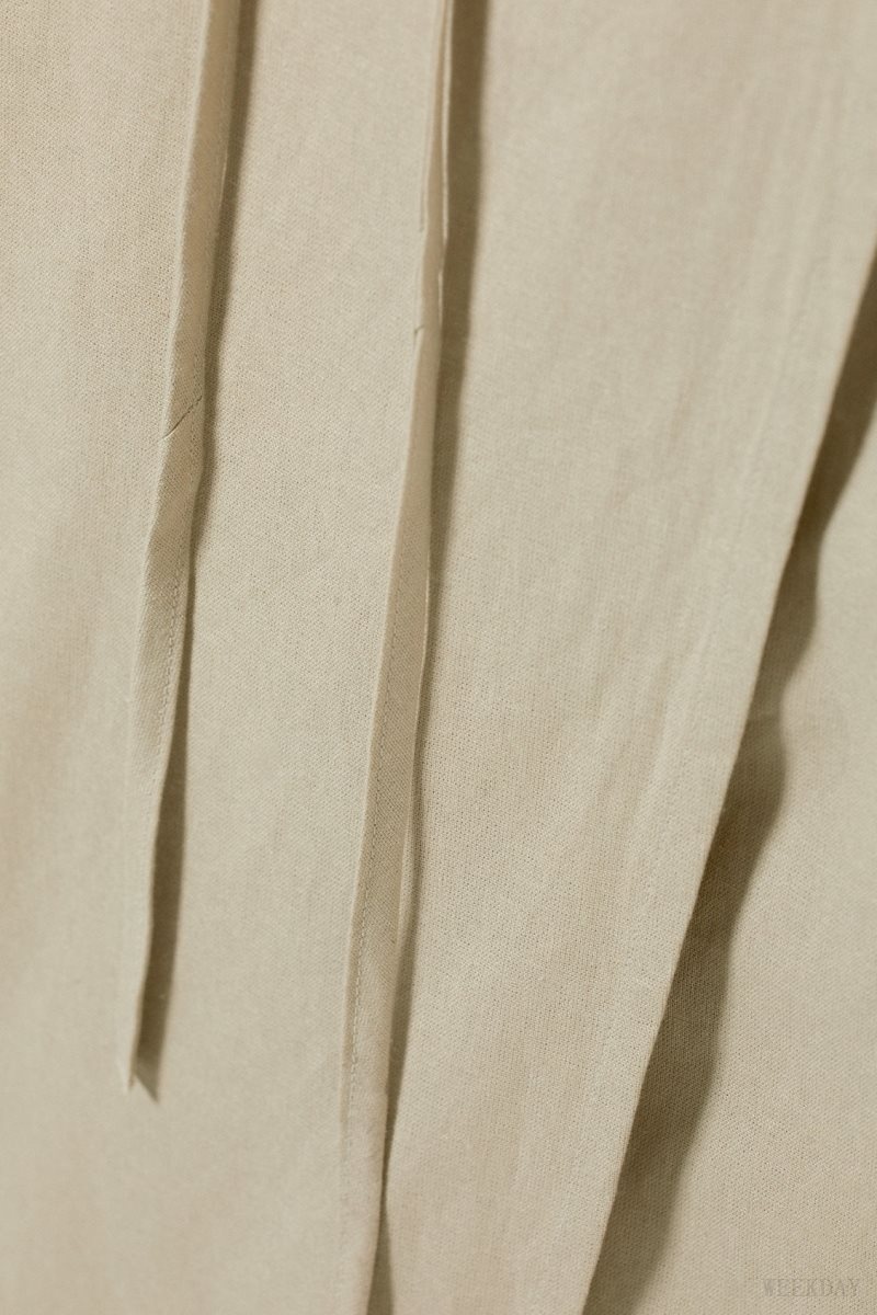 Beige Weekday Fold Linen Mix Long Skirt | BVCU1512