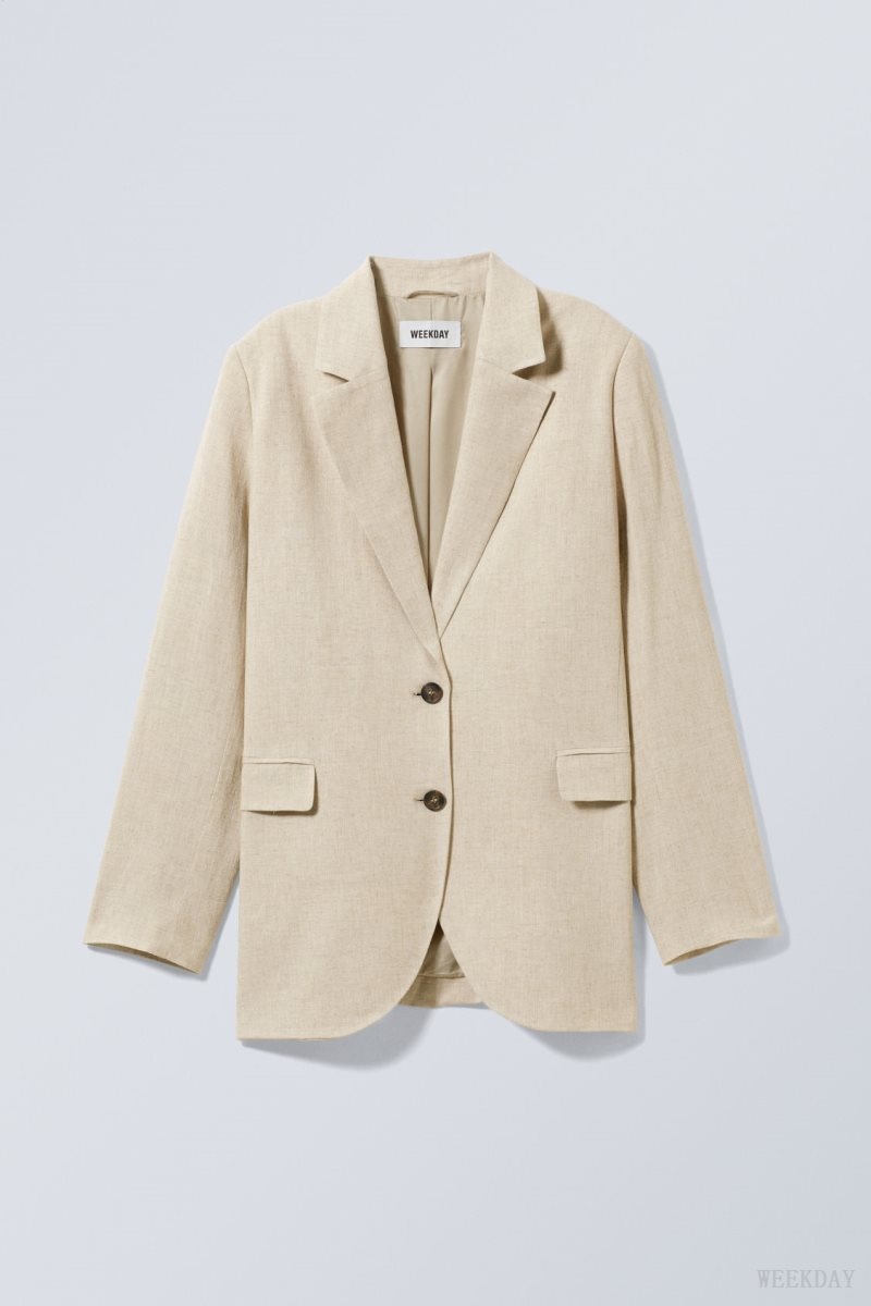 Beige Weekday Isa Linen Mix Blazer | JVTS4727