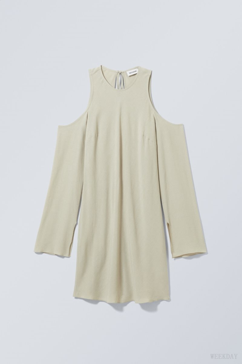 Beige Weekday Lycke Shoulder Dress | TESP6025