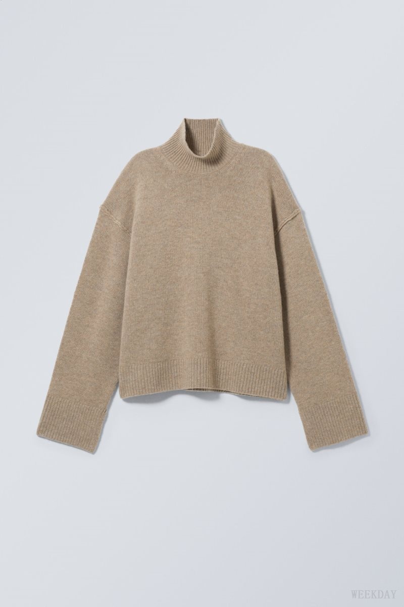 Beige Weekday Maggie Wool Turtleneck | FRGZ0965