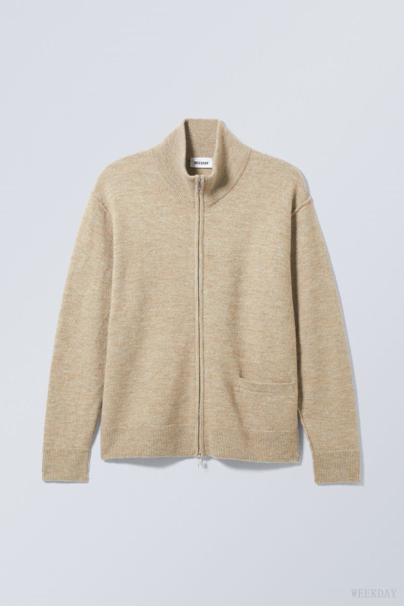 Beige Weekday Mattias Regular Cardigan | ZZFV6918