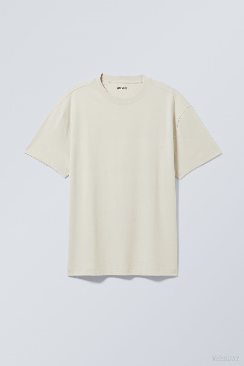 Beige Weekday Oversized Heavyweight T-shirt | NONK8555