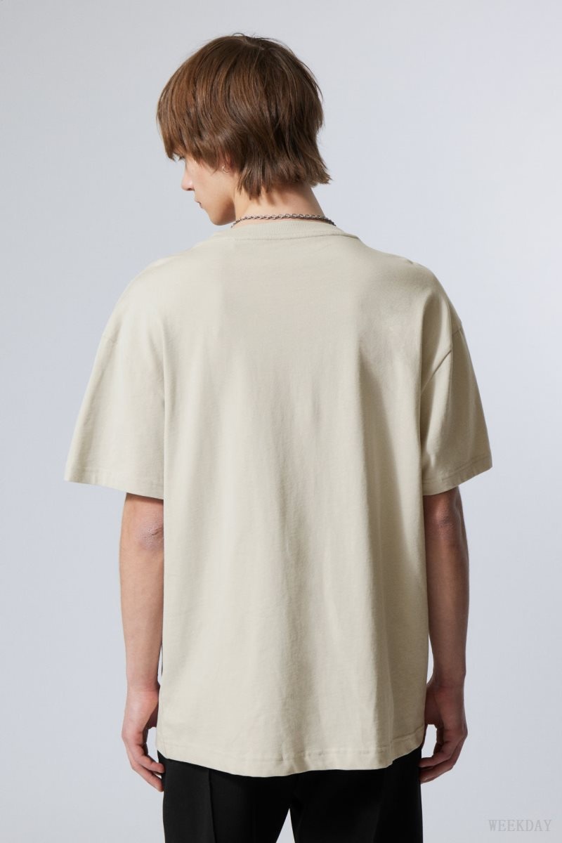 Beige Weekday Oversized Heavyweight T-shirt | NONK8555