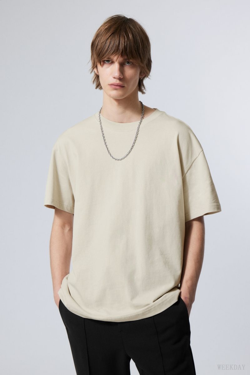 Beige Weekday Oversized Heavyweight T-shirt | NONK8555