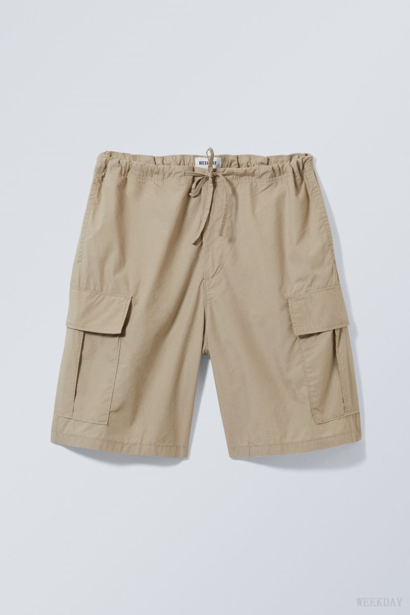 Beige Weekday Parachute Loose Cargo Shorts | GPHR9459