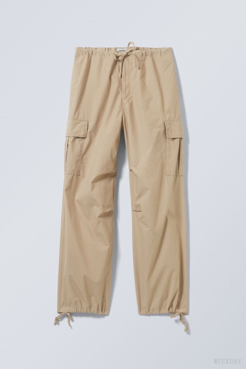 Beige Weekday Parachute Loose Cargo Trousers | SIQF8271