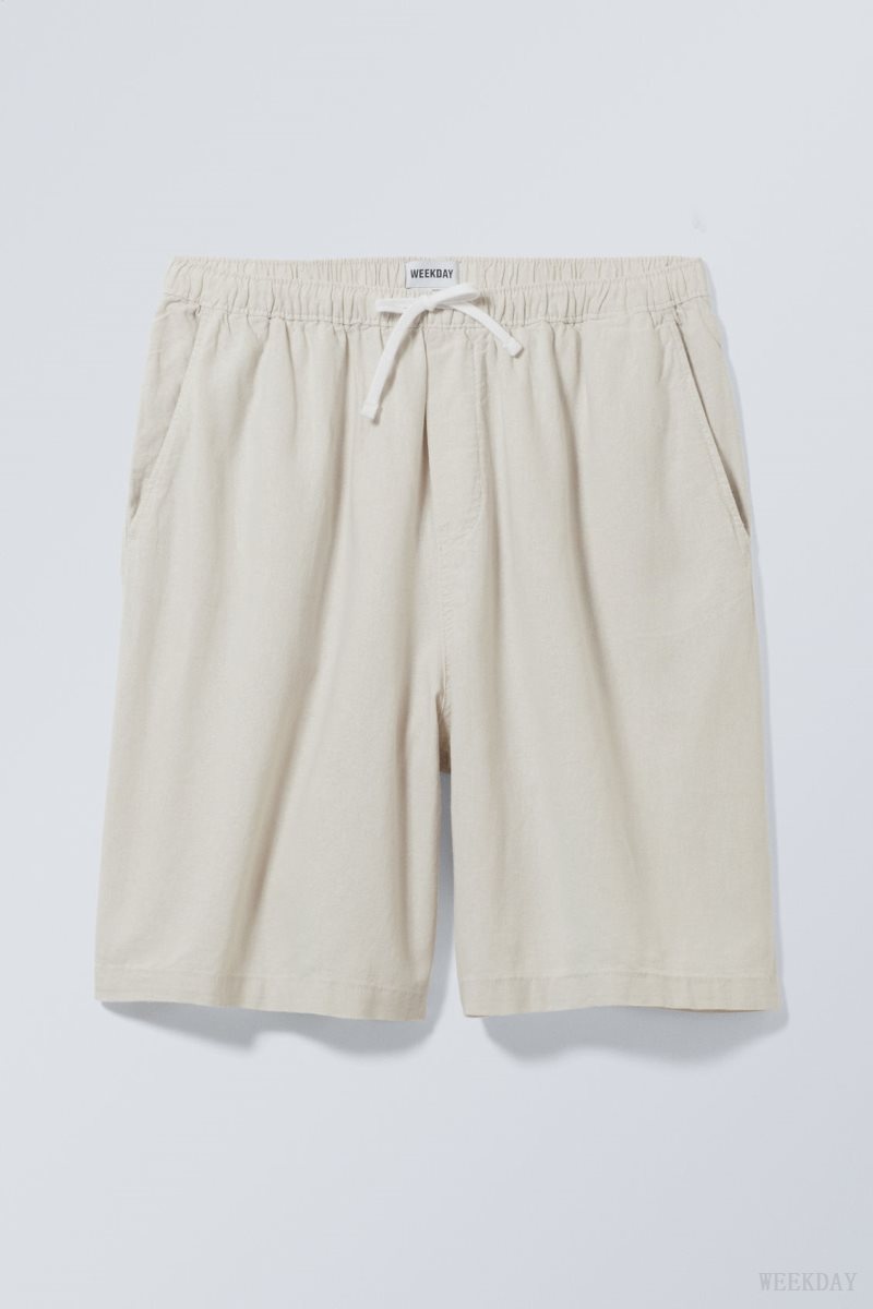 Beige Weekday Patrik Loose Linen Shorts | BLFV1551