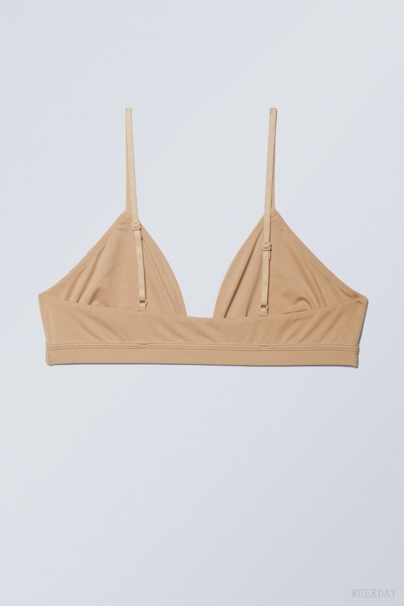 Beige Weekday Soft Triangle Bralette Soul | QYMA5519