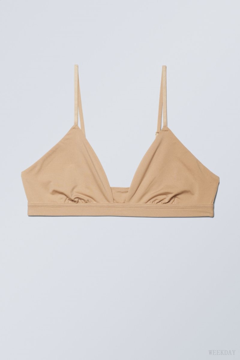 Beige Weekday Soft Triangle Bralette Soul | QYMA5519