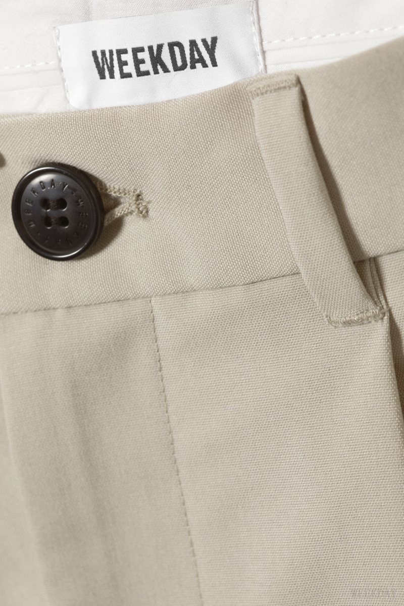 Beige Weekday Uno Loose Suit Trousers | IZCQ4383