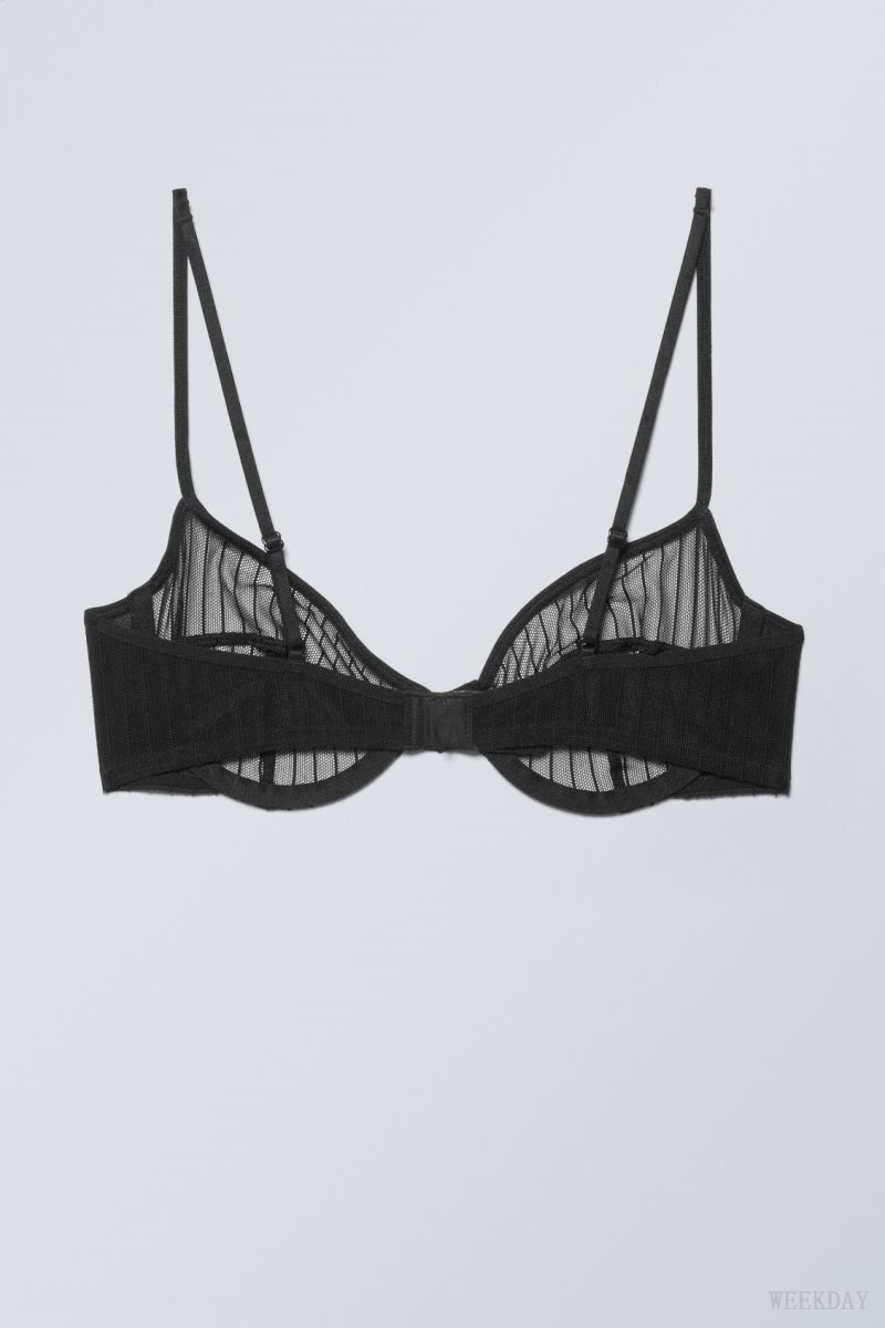 Black Stripes Weekday Molly Underwire Bra Bra | TBVG1653