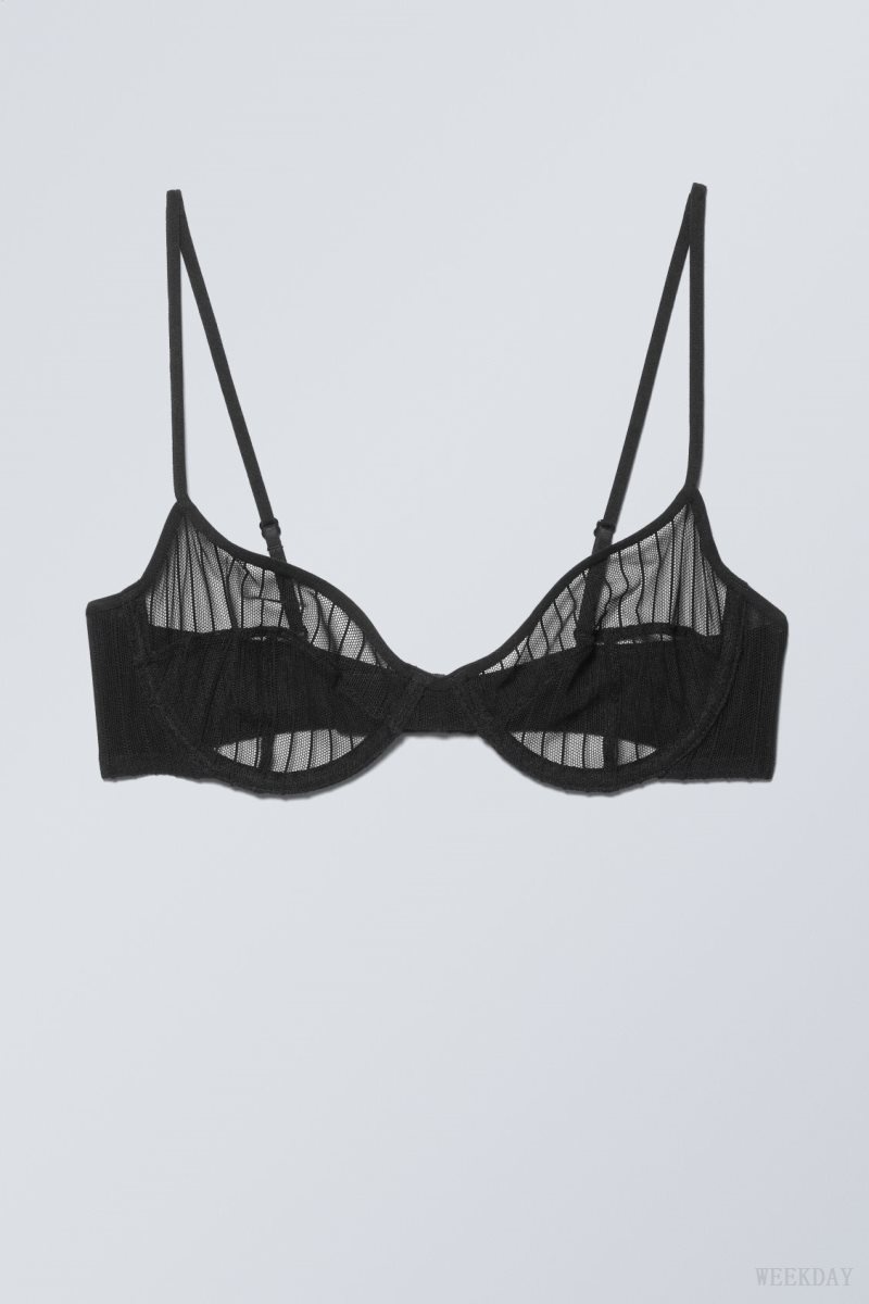 Black Stripes Weekday Molly Underwire Bra Bra | TBVG1653