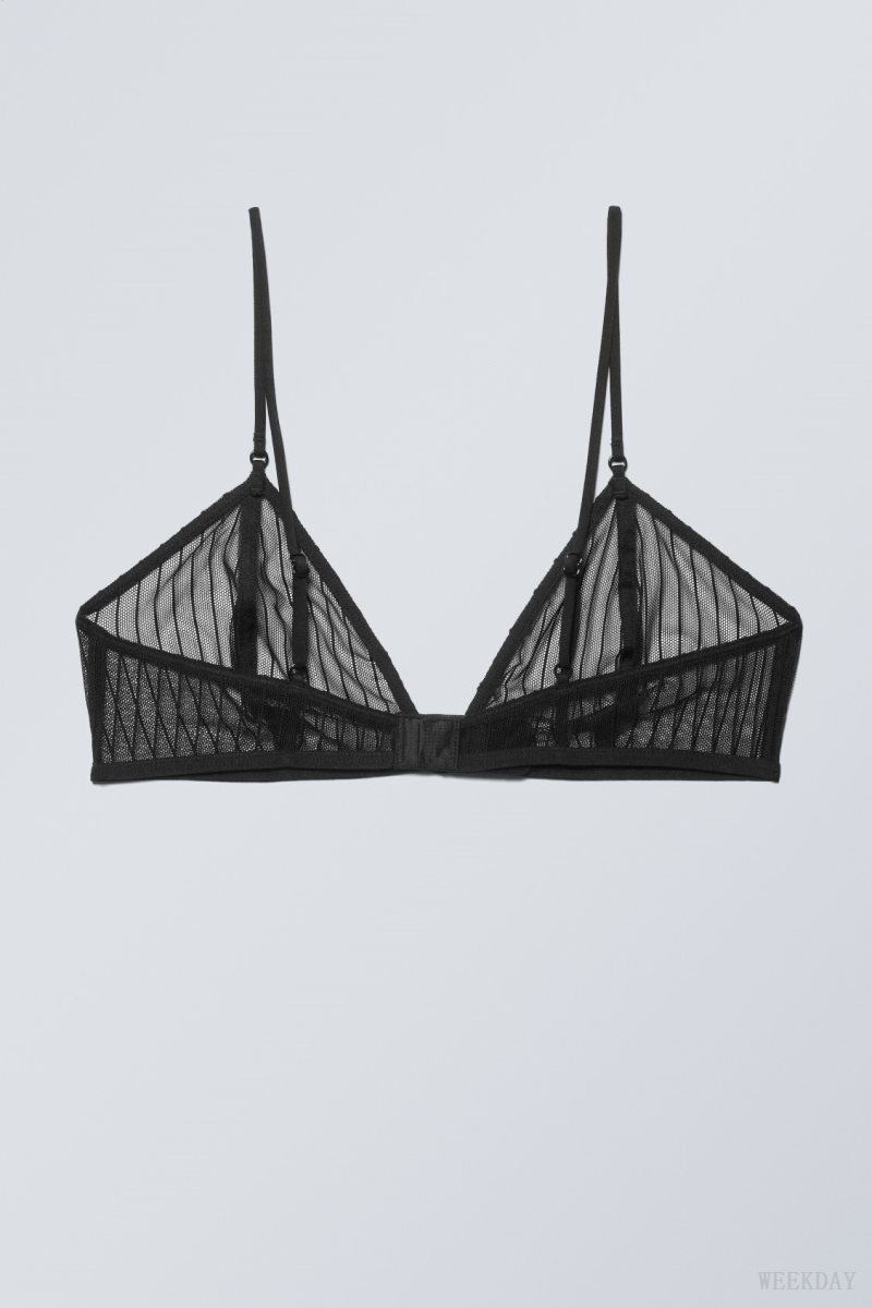 Black Stripes Weekday Zelda Lace Bralette Bralette | LJPI9620