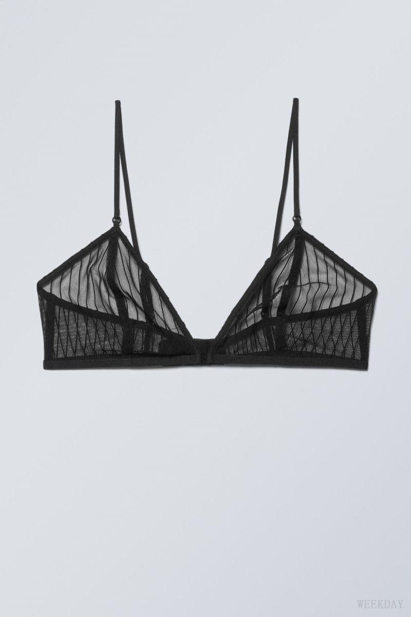 Black Stripes Weekday Zelda Lace Bralette Bralette | LJPI9620