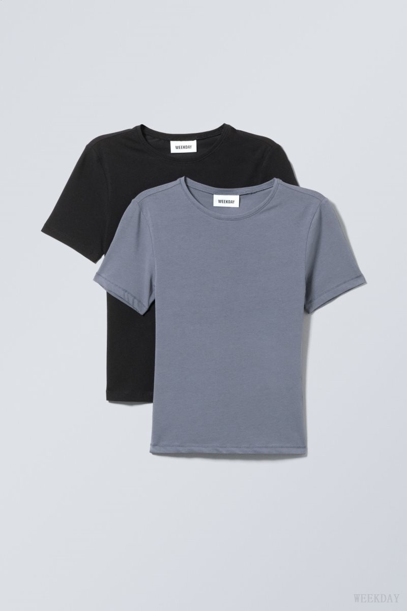 Black Weekday 2-pack Slim Fitted T-shirt | LLTC3516