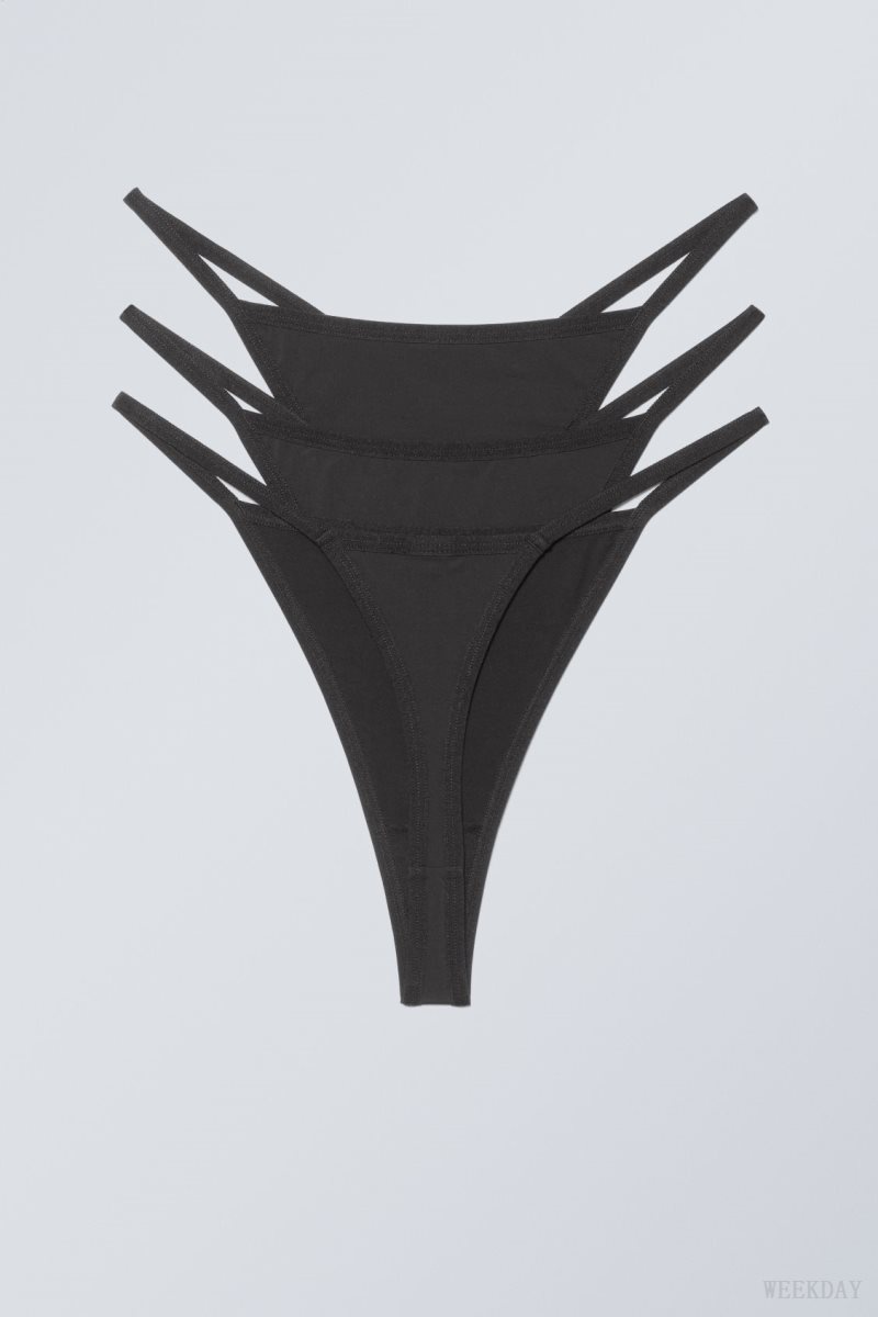 Black Weekday 3-pack Signe Tanga Thong Thong | UOMS2562