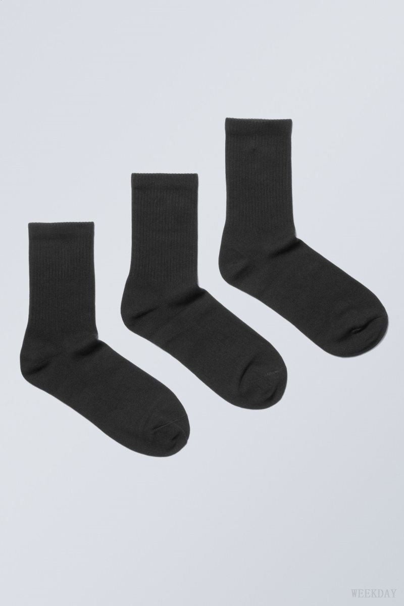 Black Weekday 3-pack Sport Socks | NFOS3481