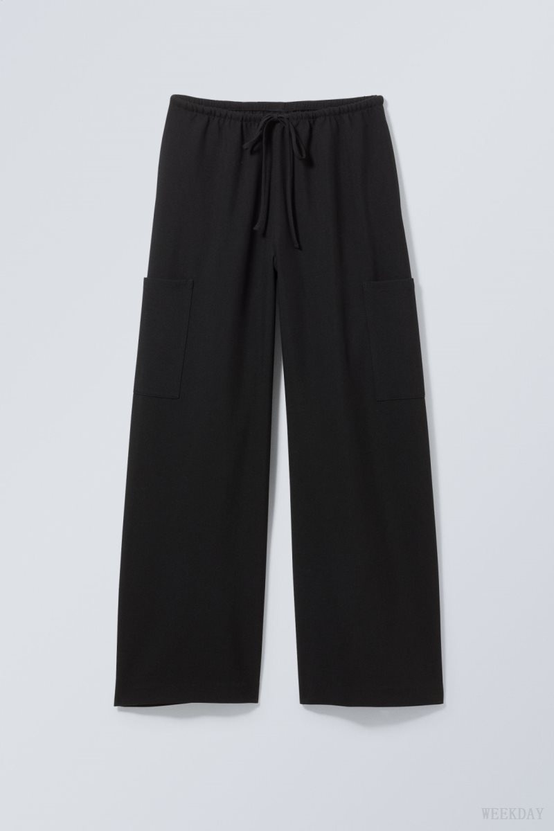 Black Weekday Adisa Suiting Cargo Trousers | FIYQ6299