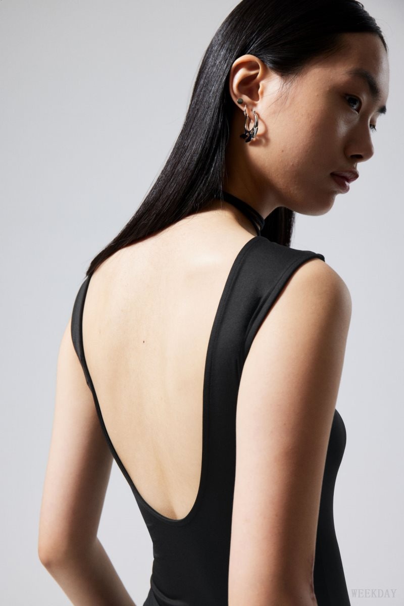 Black Weekday Alba Open Back Top | LDFN2331