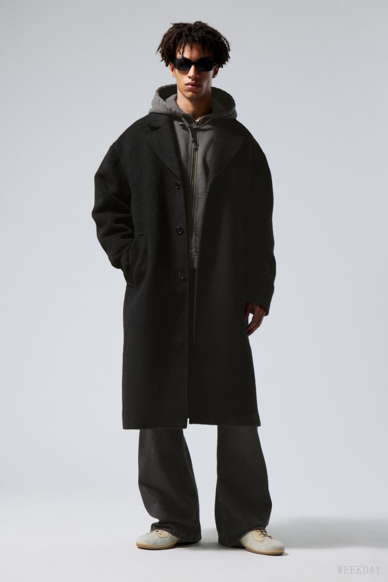 Black Weekday Albin Wool Coat | APRS5331