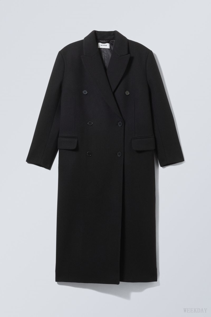 Black Weekday Alex Oversized Wool Blend Coat | ZTAA4364