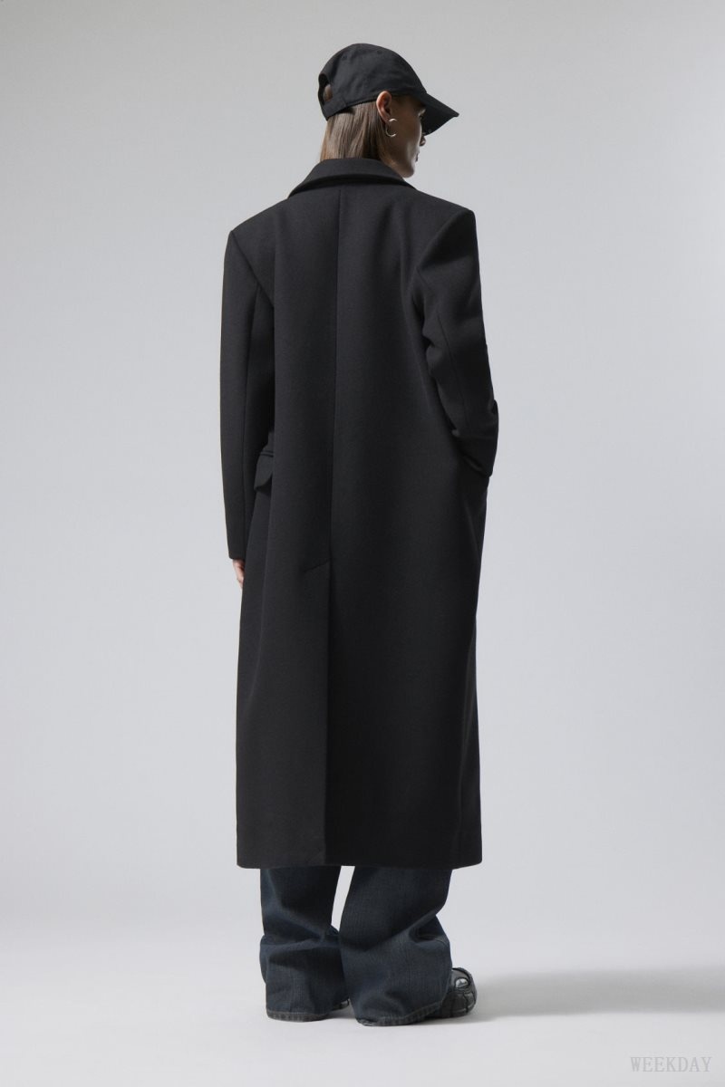 Black Weekday Alex Oversized Wool Blend Coat | ZTAA4364