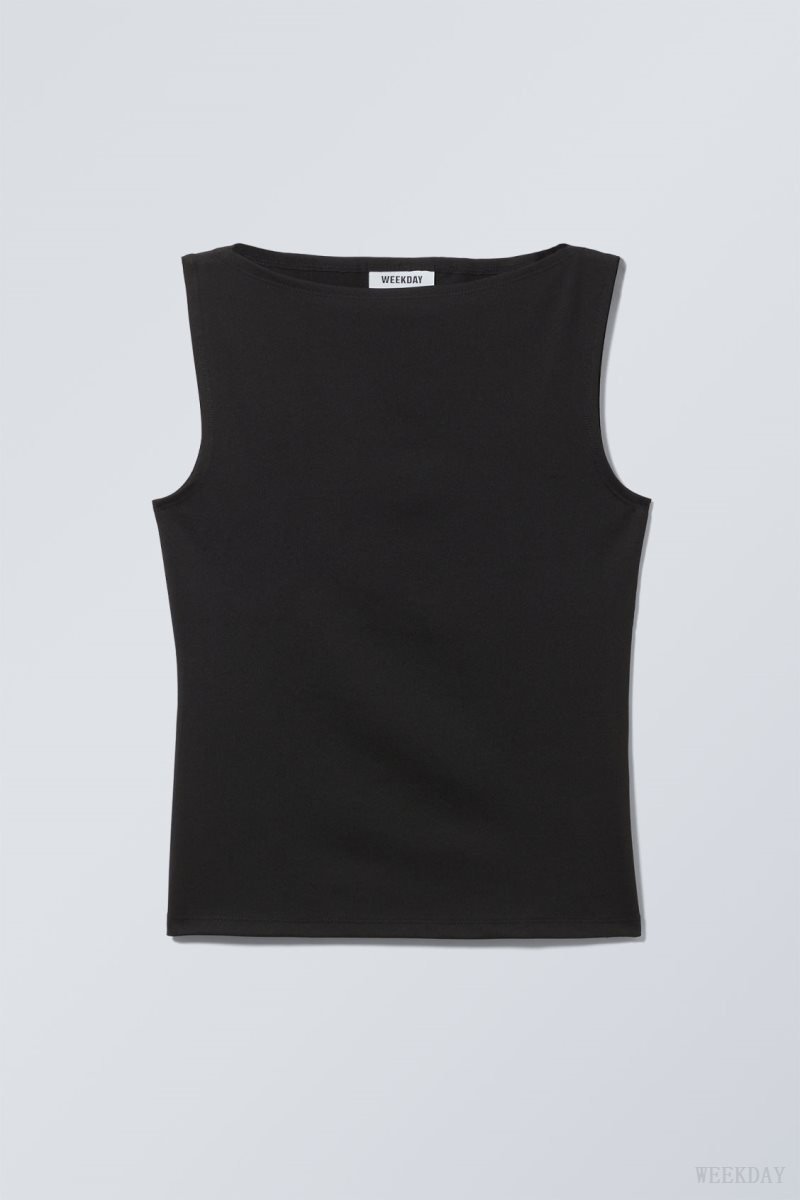 Black Weekday Annie Boatneck Sleeveless top | EMLJ5072