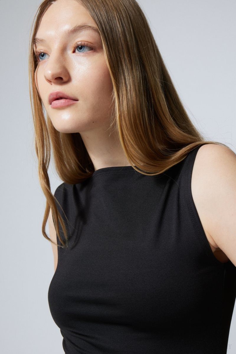 Black Weekday Annie Boatneck Sleeveless top | EMLJ5072