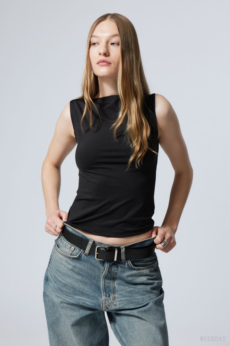 Black Weekday Annie Boatneck Sleeveless top | EMLJ5072